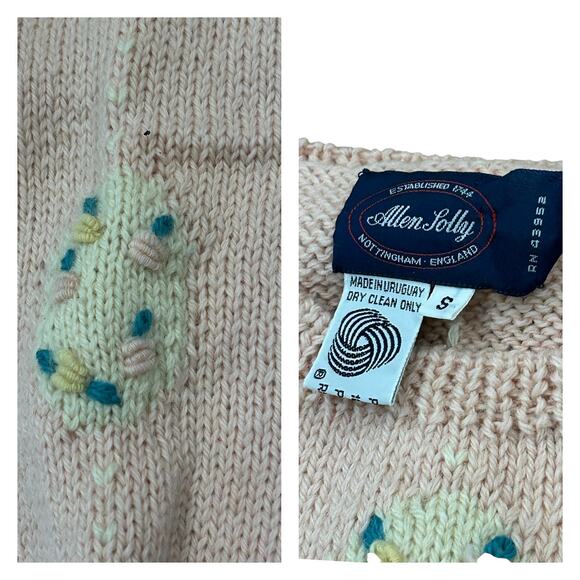 Vintage 1990s Blush Pink Wool Knit Embroidered Sweater / Women’s Small – - Picture 4 of 4